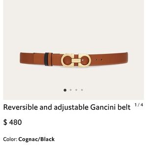 Ferragamo Reversible and adjustable Gancini belt
$480 New
Cognac/Black women 43”